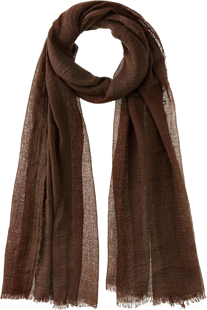 Nydotd Women Summer Cotton Linen Scarf Crinkle Long Beach Shawl Wrap hijab with Fringe - Image 1